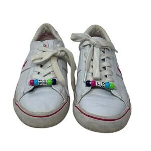 Polo Ralph Lauren Girl's White Pink Sayer Sneakers Shoes size 3